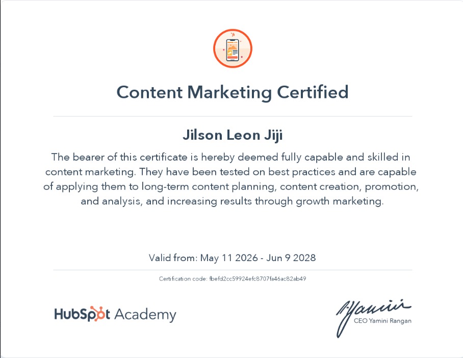 HubSpot Academy Content Marketing Certified